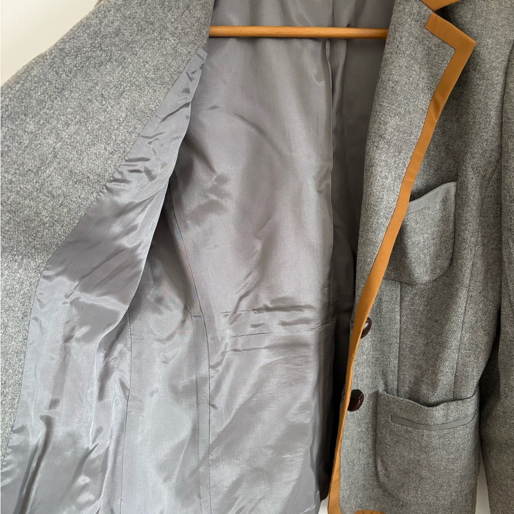J Crew Gray Blazer with Tan Trim - Picture 6 of 6